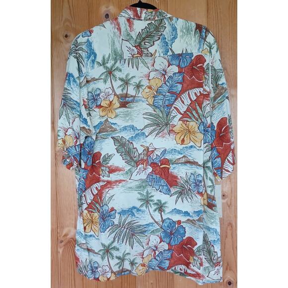 VTG Pierre Cardin Floral Cabana Shirt Men's L Tropical Pattern Hawaiian Beach - Picture 4 of 5